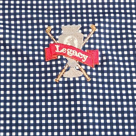 Bobby Jones Performance Golf Polo Shirt Men's Navy White Gingham Print Sz XL - Picture 8 of 13